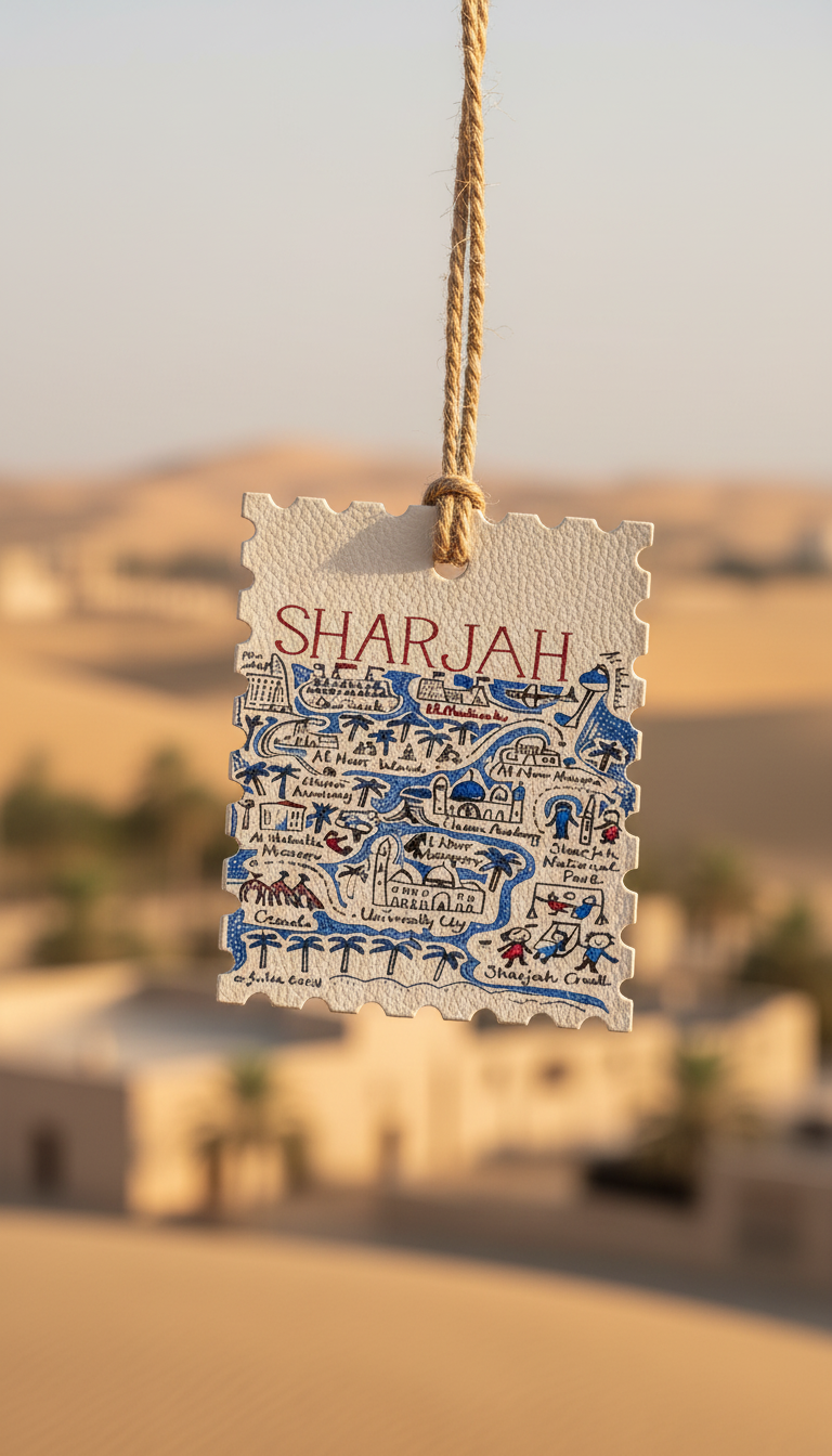 Premium leather UAE Emirates Illustrated Map – Luxury Hanging Fresheners (Abu Dhabi, Dubai, Fujairah, Sharjah)