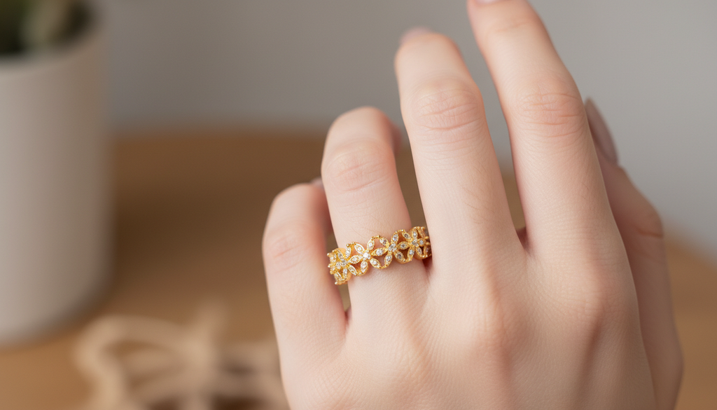 Flower Eternity Band Ring – Sparkling Floral Pavé Design