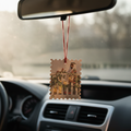 Premium Vintage Postage-Style Leather Car Charm