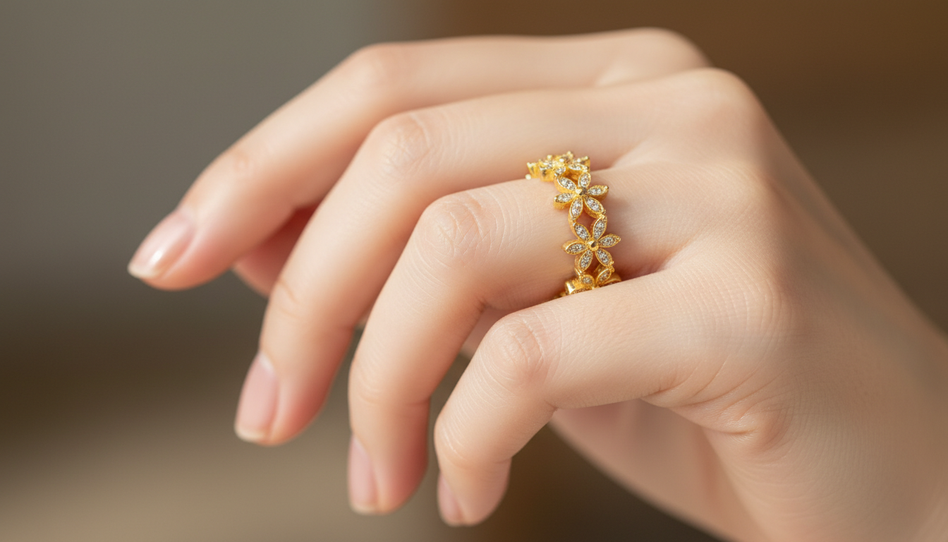 Flower Eternity Band Ring – Sparkling Floral Pavé Design