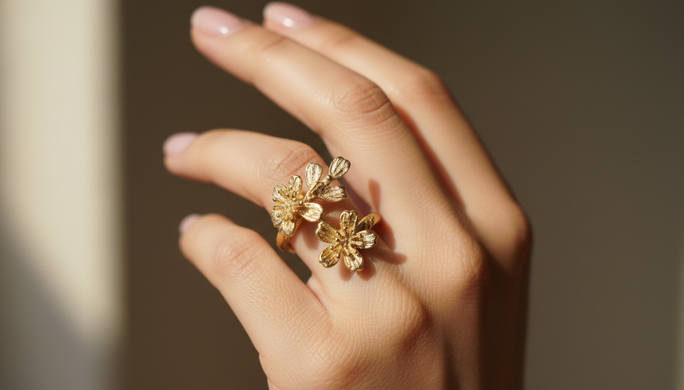 Floral Cluster Ring – Delicate Twin Flower Design