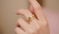 Geometric Bar Ring – Studded Pyramid & Link Design