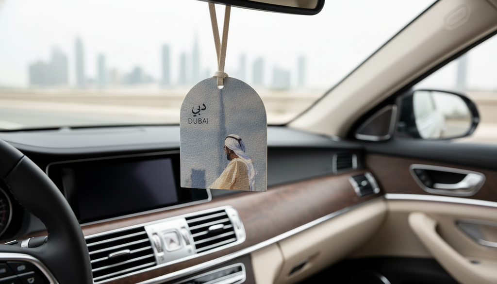 Dubai Sheikh Portrait Car Mirror Hanging – UAE Leader Decorative Tag