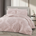 Romance and Grace: Soft Pink Damask Bed Sheet Set for a Dreamy Escape"(super king size)
