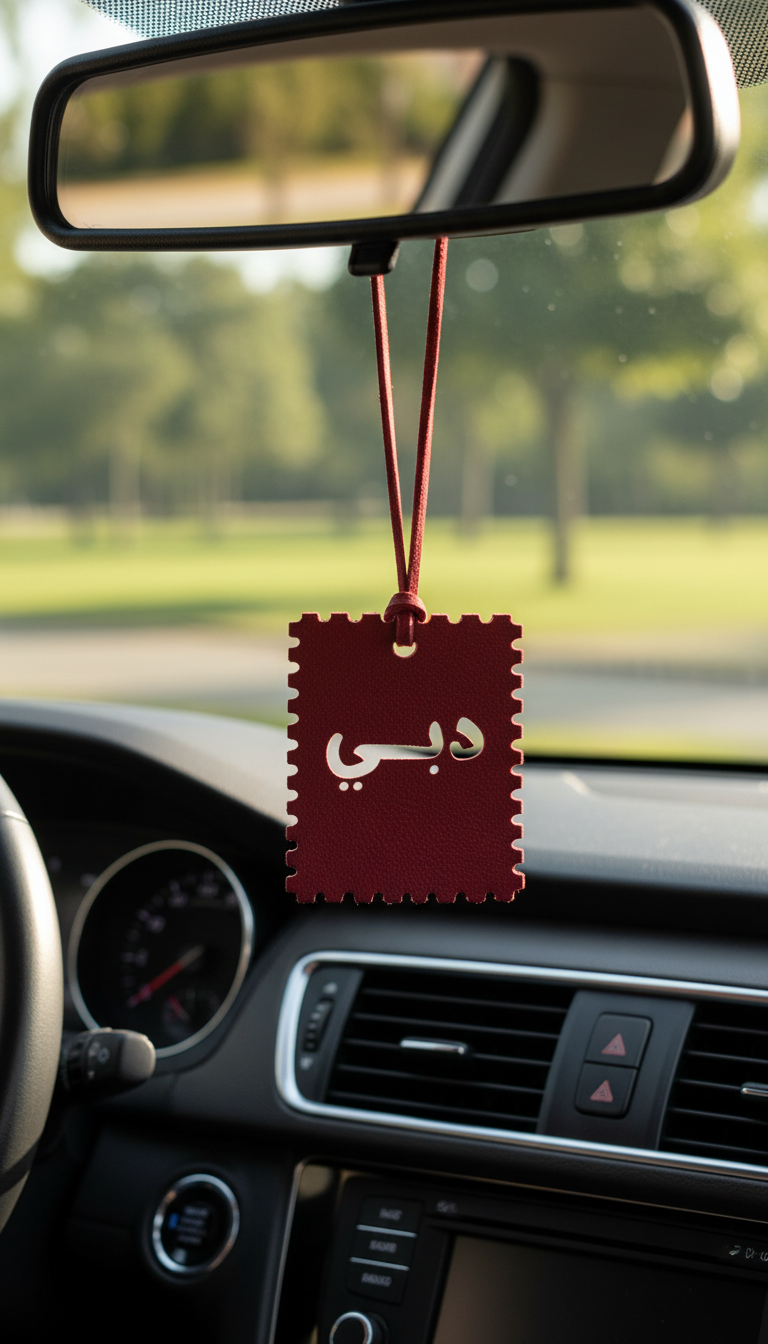 Premium Illustrated UAE Map Hanging Car Air Freshener – Luxury Emirate Souvenir