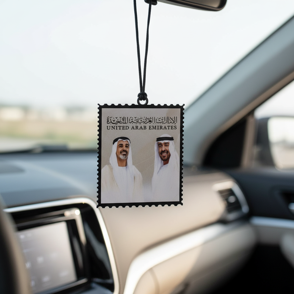 UAE Leaders Portrait Hanging Tag – Sheikh Mohamed bin Zayed & Sheikh Mohammed bin Rashid Stamp Style Ornament