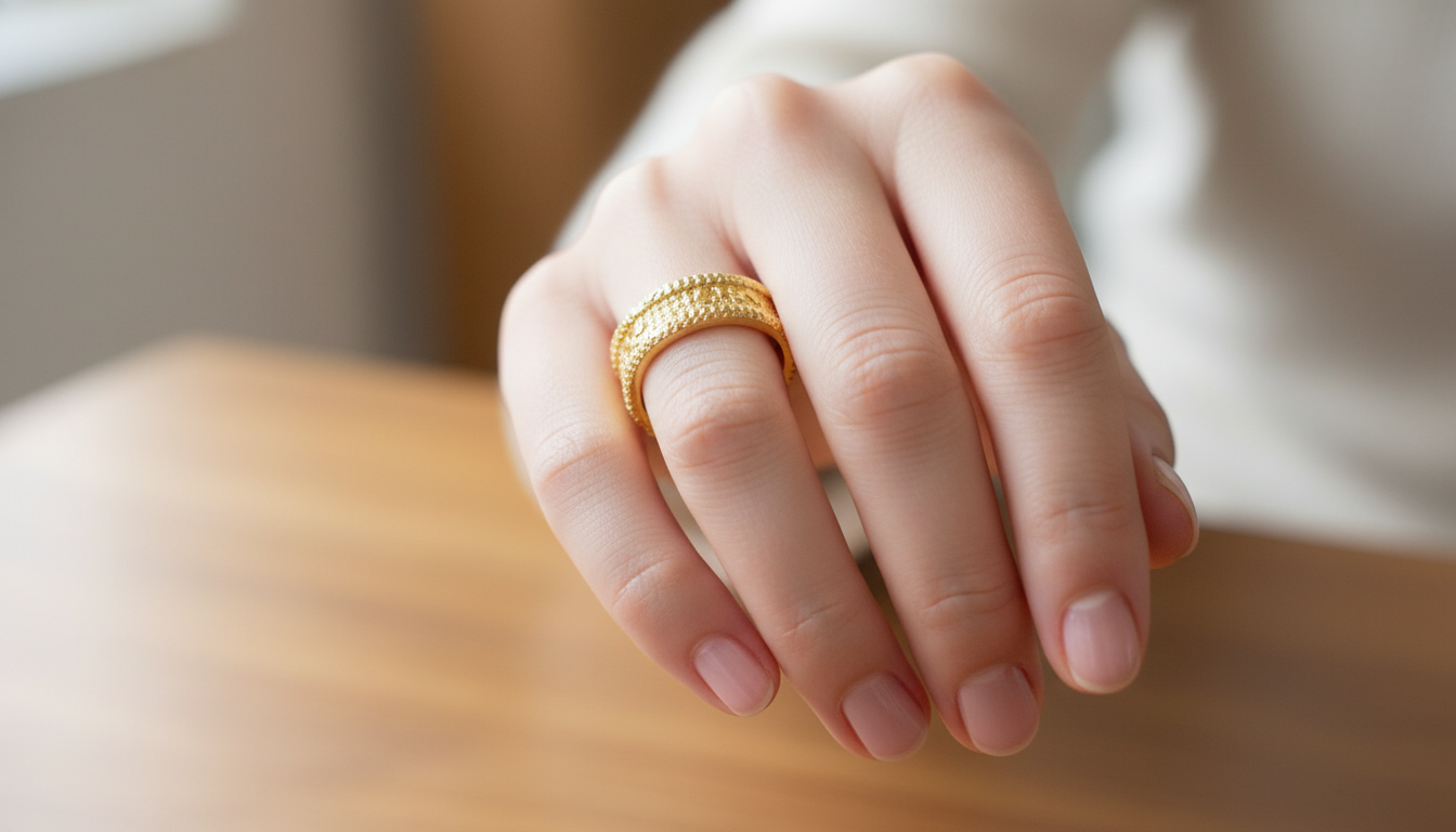 Textured Hammered Wide Band Ring – Matte Finish Statement