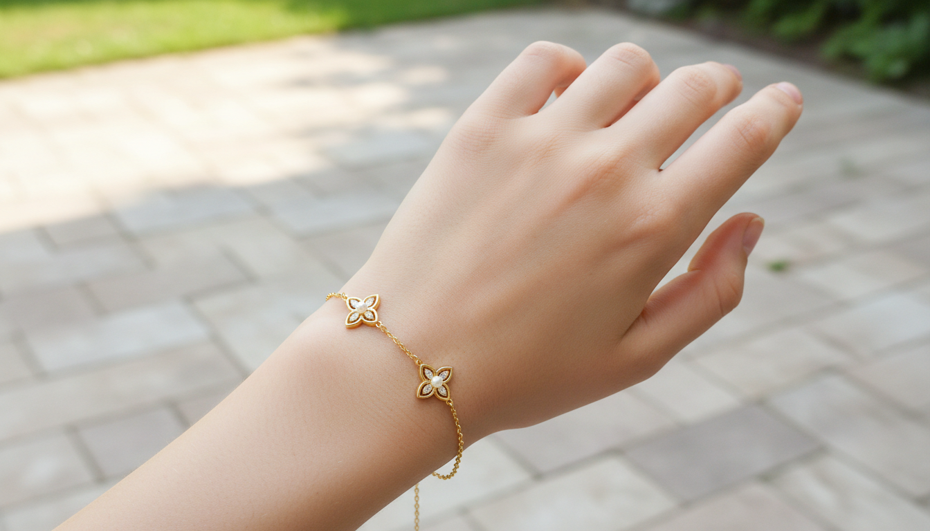 Four-Leaf Clover Bracelet – Adjustable Chain with Sparkling Flowers