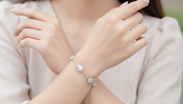 Silver Teardrop Bracelet – Sparkling Drop Motif Chain