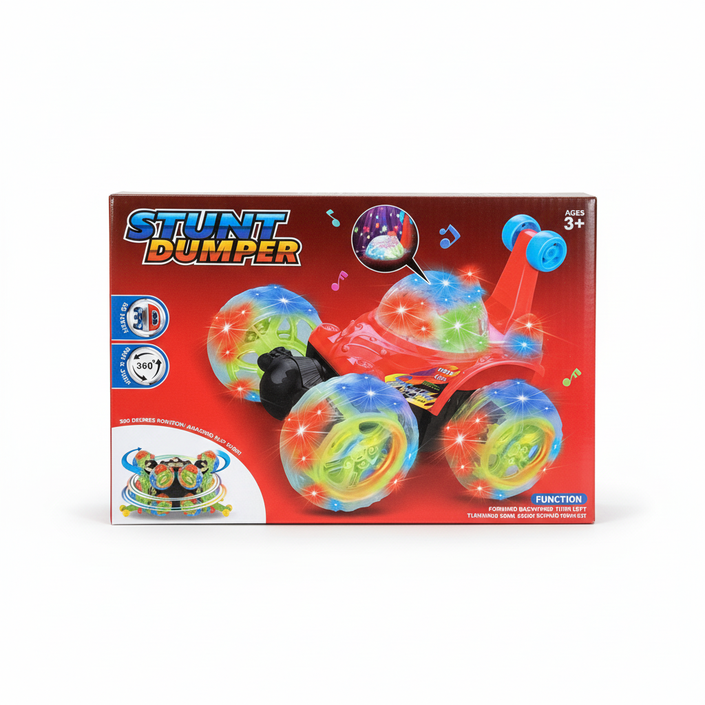 Stunt Dumper 360° Flipping Toy Car with Lights & Music - Red