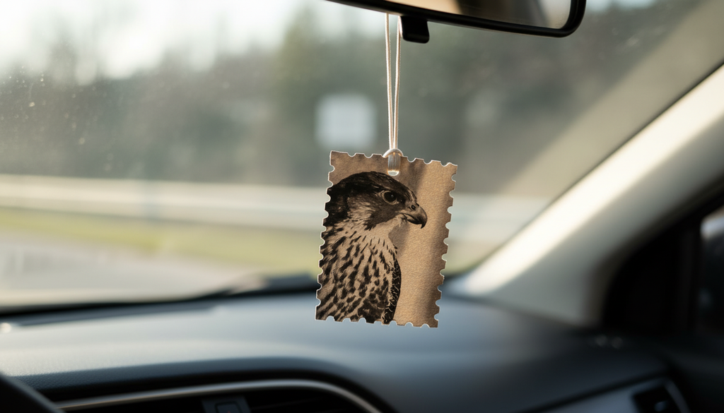 Falcon Portrait Hanging Tag – Stamp Style Bird Decorative Ornament