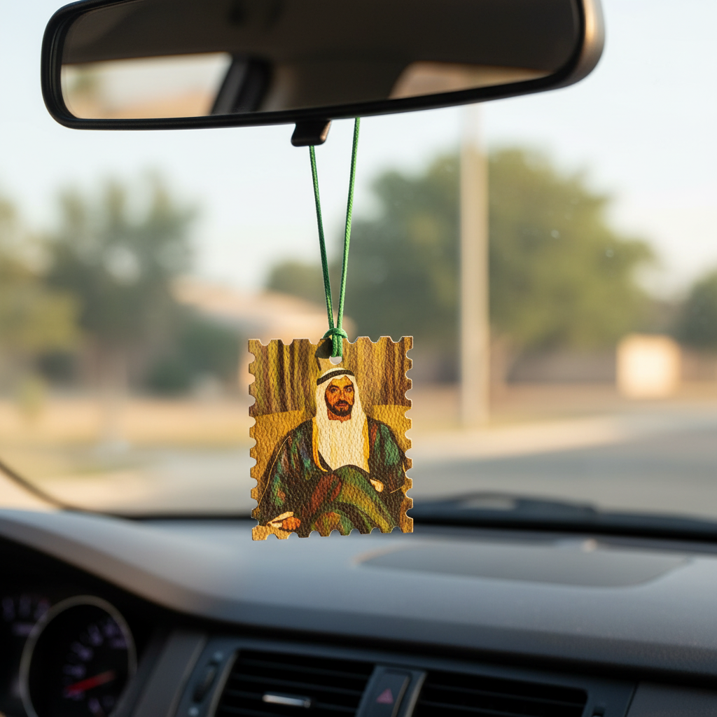 Sheikh Zayed Artistic Portrait Premium Leather Tag