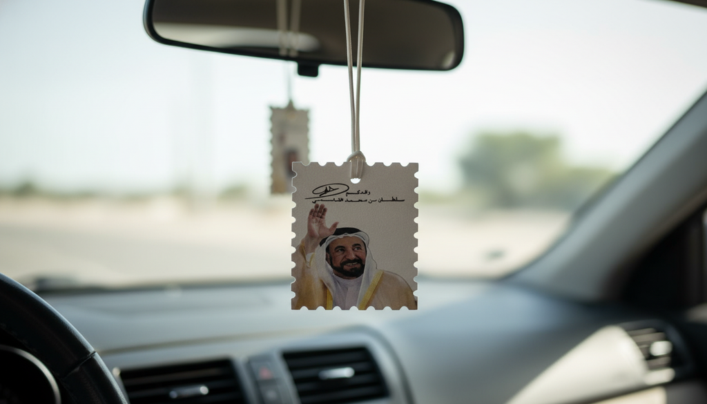 H.H. Sheikh Dr. Sultan bin Mohammed Al Qasimi Portrait Hanging Tag – Sharjah Ruler Stamp Style Ornament