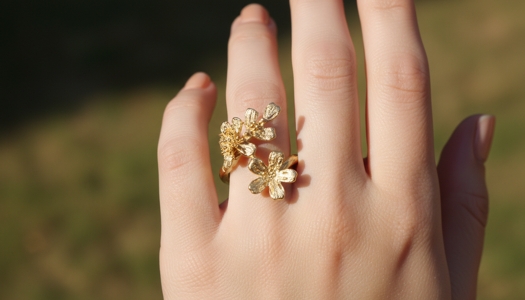 Floral Cluster Ring – Delicate Twin Flower Design