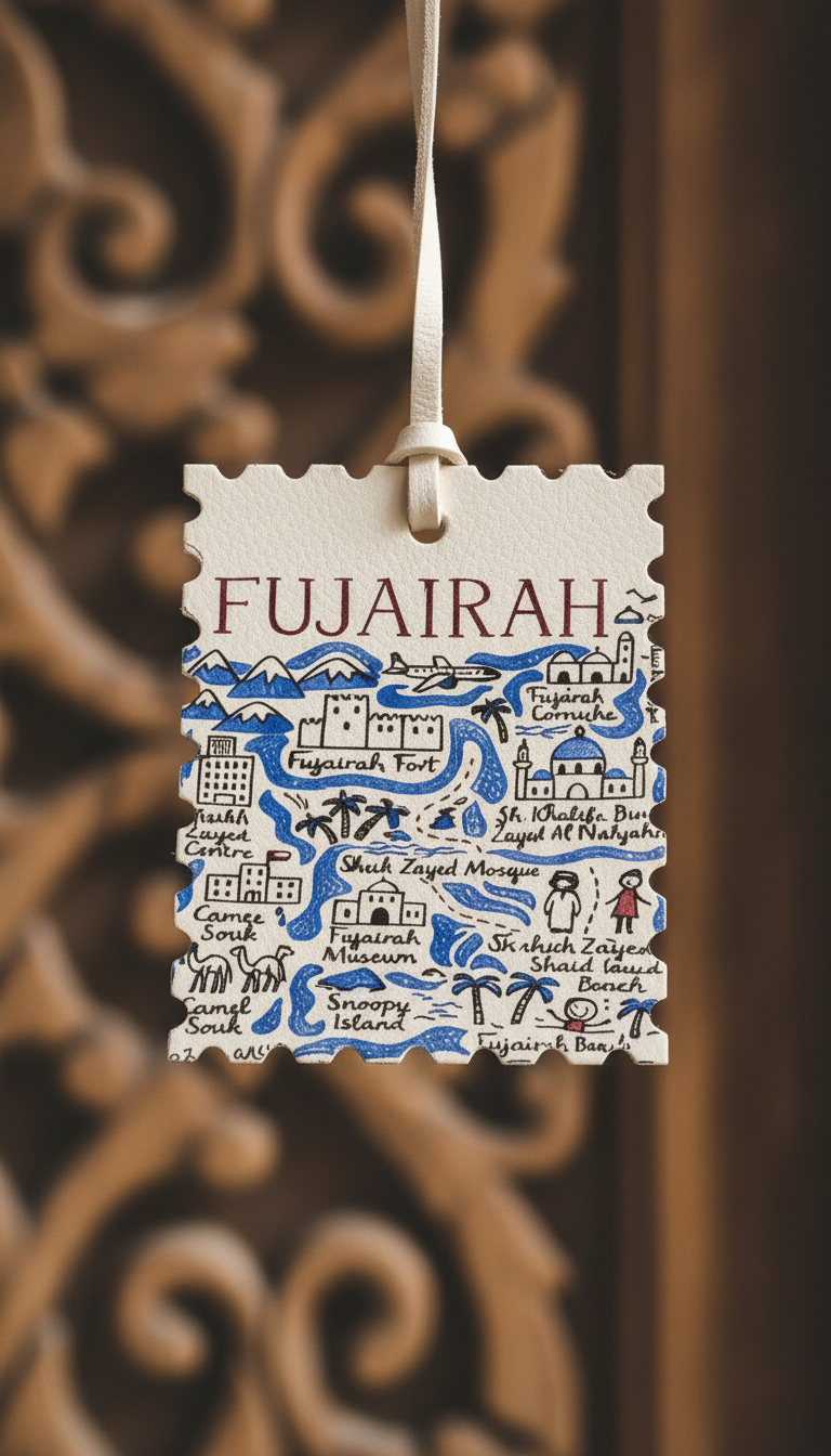 Premium leather UAE Emirates Illustrated Map – Luxury Hanging Fresheners (Abu Dhabi, Dubai, Fujairah, Sharjah)