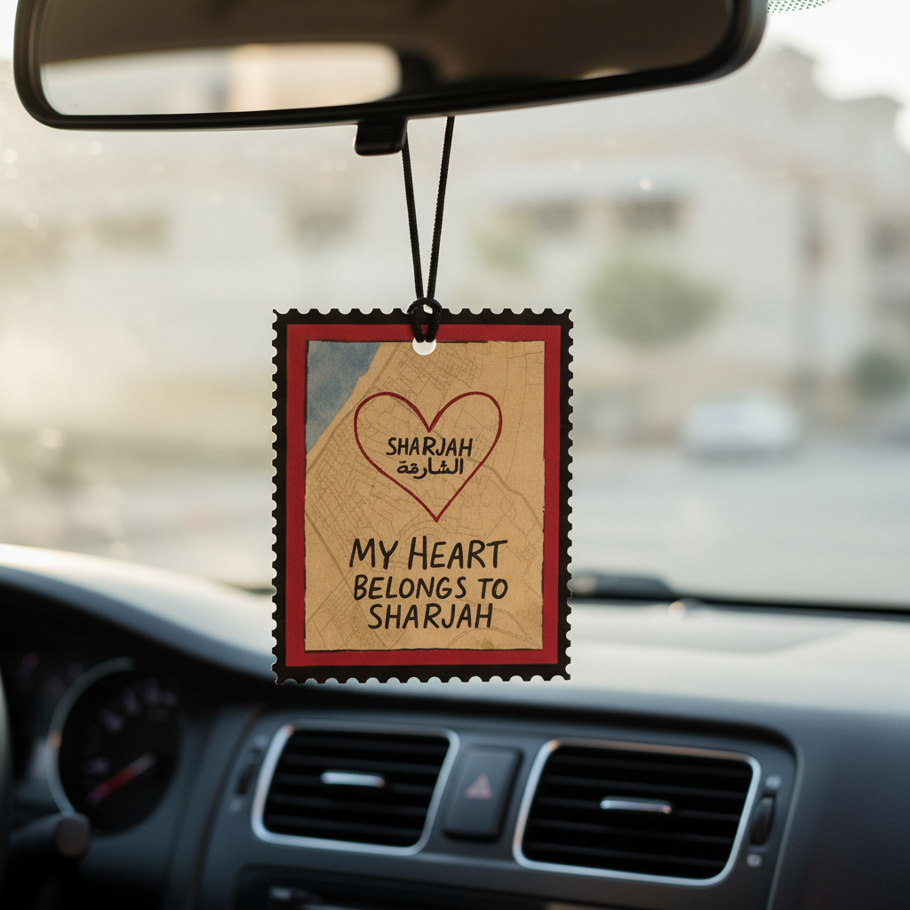 My Heart Belongs to Sharjah Premium Leather Car Tag