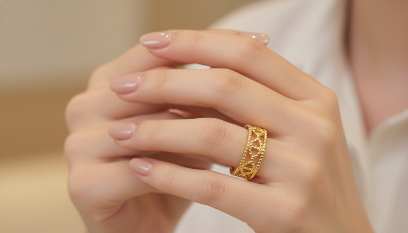 Intricate Filigree Wide Band Ring – Elegant Openwork Design