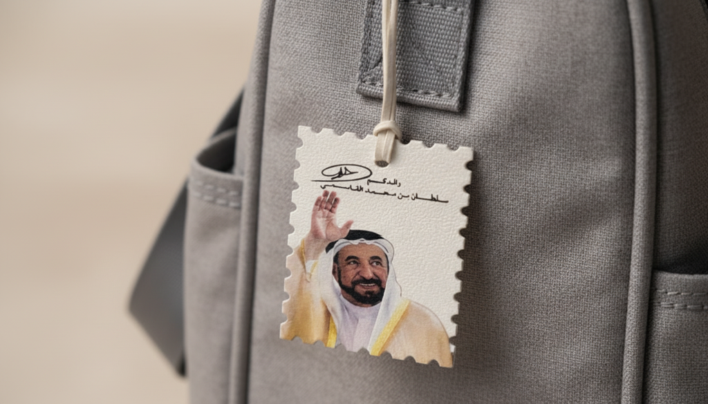 H.H. Sheikh Dr. Sultan bin Mohammed Al Qasimi Portrait Hanging Tag – Sharjah Ruler Stamp Style Ornament