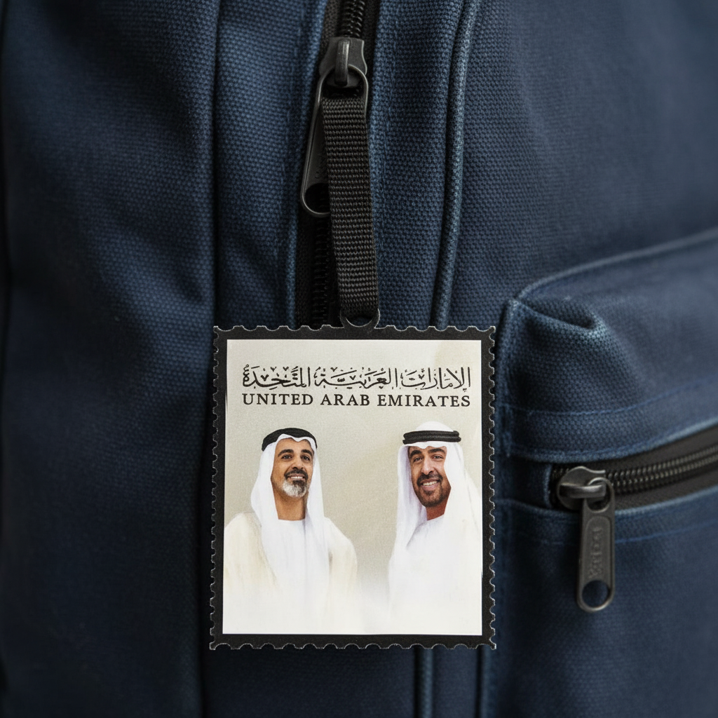 UAE Leaders Portrait Hanging Tag – Sheikh Mohamed bin Zayed & Sheikh Mohammed bin Rashid Stamp Style Ornament