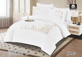 Luxury Embroidered Cotton Duvet Cover Set – Super King 260x240 – White Gold Floral Damask (XH-05)
