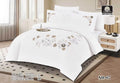 Luxury Embroidered Cotton Duvet Cover Set – Super King 260x240 – White Wildflower Garland (XH-07)