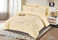 Luxury Embroidered Cotton Duvet Cover Set – Super King 260x240 – Cream Pastel Floral Sprig (XH-12)