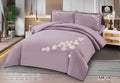 Luxury Embroidered Cotton Duvet Cover Set – Super King 260x240 – Lilac Mauve White Rose Cascade (XH-18)
