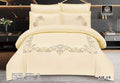 Luxury Embroidered Cotton Duvet Cover Set – Super King 260x240 – Cream Gold Baroque (XH-19)