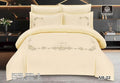 Luxury Embroidered Cotton Duvet Cover Set – Super King 260x240 – Cream Silver Baroque Scroll (XH-22)
