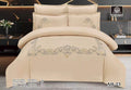 Luxury Embroidered Cotton Duvet Cover Set – Super King 260x240 – Beige Gold Baroque (XH-23)