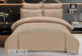 Luxury Embroidered Cotton Duvet Cover Set – Super King 260x240 – Mocha Taupe Silver Baroque Scroll (XH-24)
