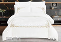 Luxury Embroidered Cotton Duvet Cover Set – Super King 260x240 – White Gold Baroque (XH-26)