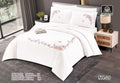 Luxury Embroidered Cotton Duvet Cover Set – Super King 260x240 – White Pink Rose Garland (XH-28)