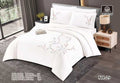 Luxury Embroidered Cotton Duvet Cover Set – Super King 260x240 – White Pastel Floral Vine (XH-29)