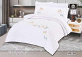 Luxury Embroidered Cotton Duvet Cover Set – Super King 260x240 – White Yellow & Peach Floral (XH-30)