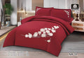 Luxury Embroidered Cotton Duvet Cover Set – Super King 260x240 – Crimson Red White Rose Cascade (XH-31)