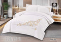 Luxury Embroidered Cotton Duvet Cover Set – Super King 260x240 – White Cream & Gold Rose (XH-34)