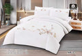 Luxury Embroidered Cotton Duvet Cover Set – Super King 260x240 – White Peach Floral Garland (XH-37)