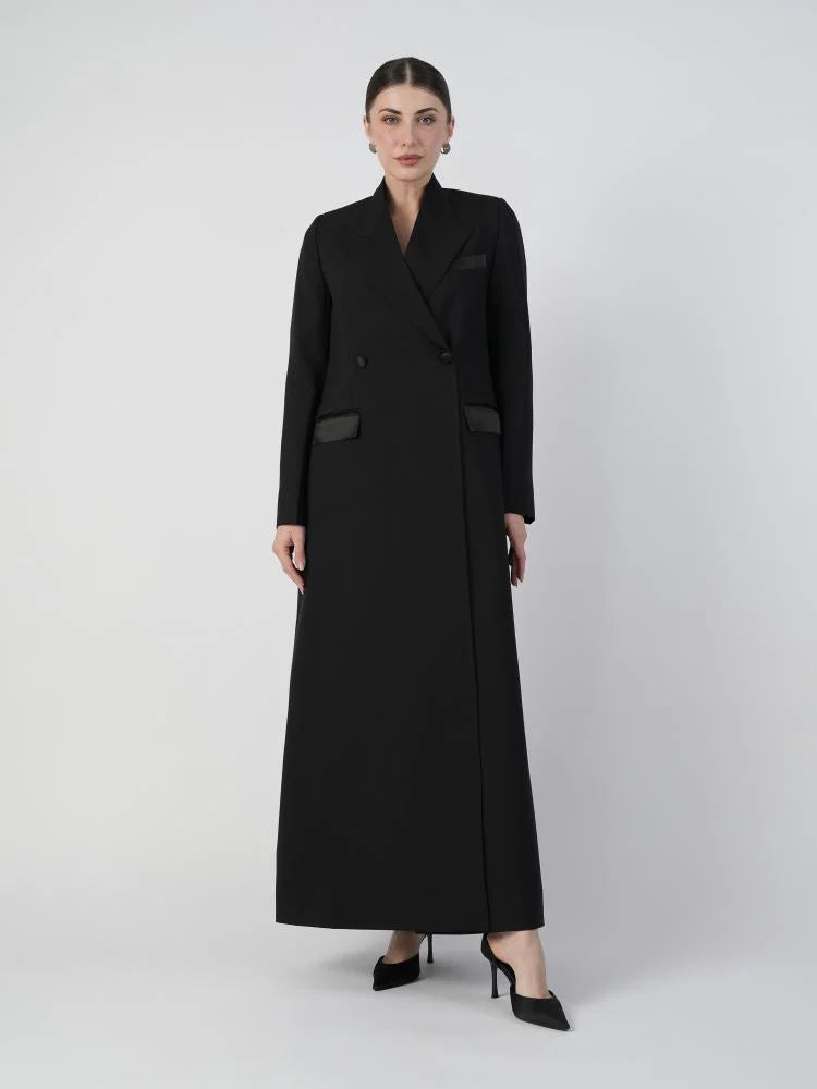 Classic formal blazer with satin overlay