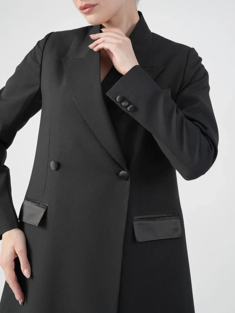 Classic formal blazer with satin overlay