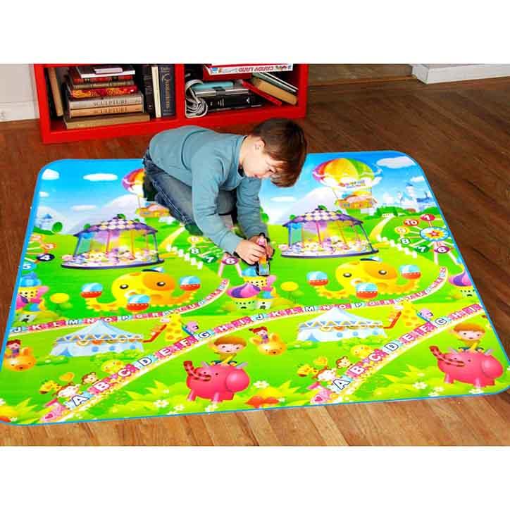 Educational Kids Play Mat - Large Colorful Alphabet & Cartoon Learning Floor Rug for Toddlers 200x180cm