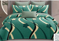 Teal Geometric Floral Cotton Bedsheet Set – 6 Piece