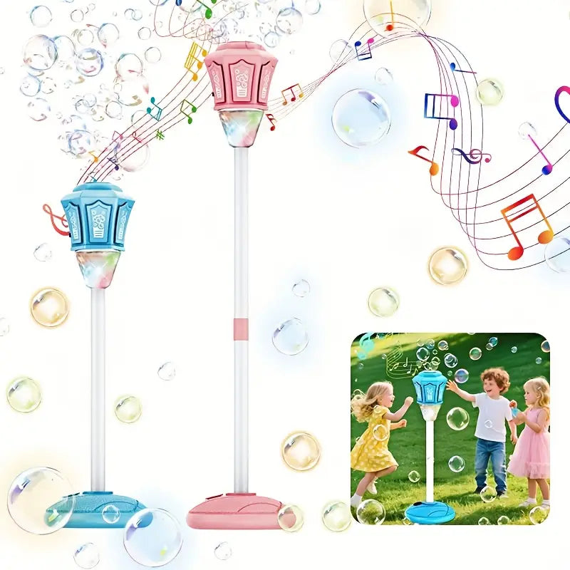 Street Lights Bubble Machine with Lights and Music - Adjustable Height (Up to 132cm) for Kids