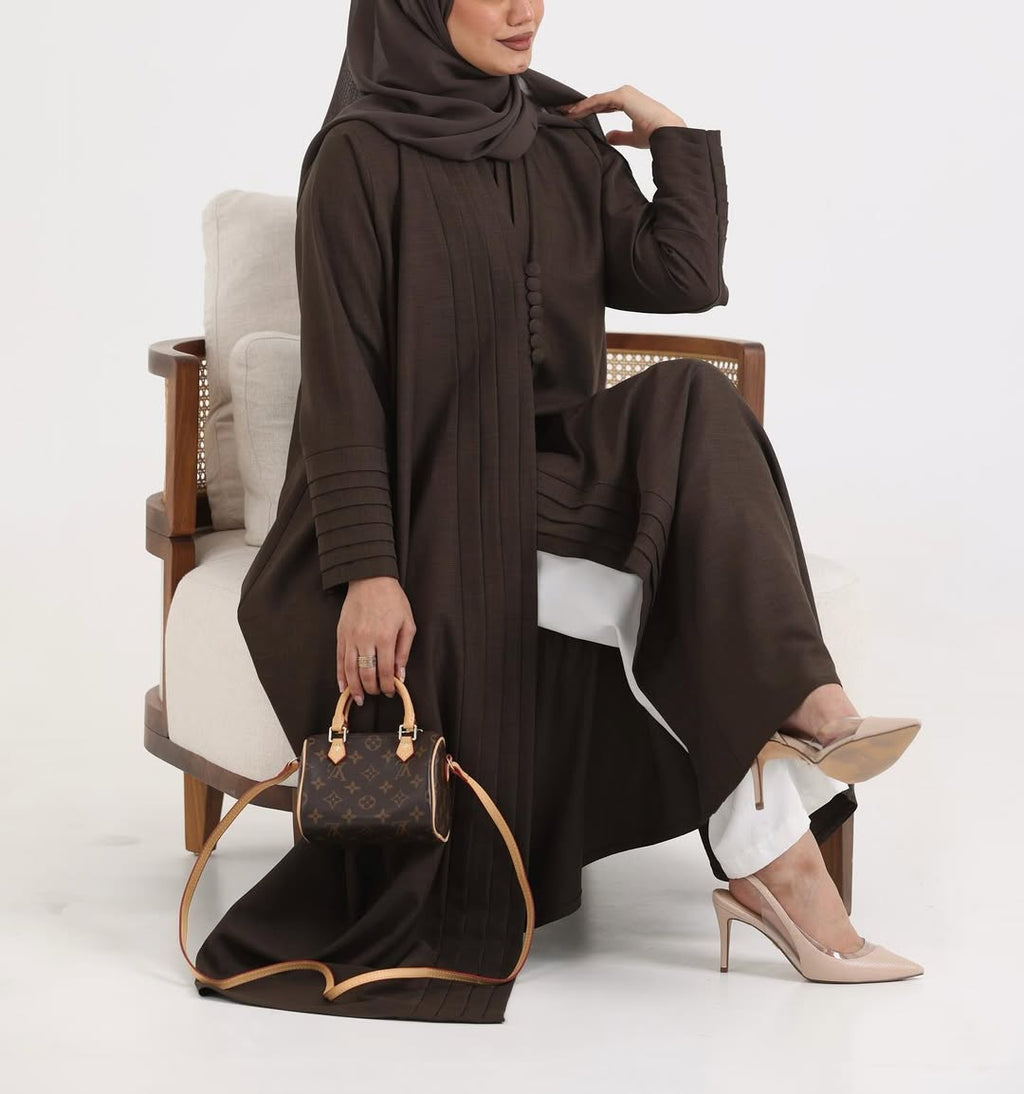 Brown Crepe pattern details Abaya