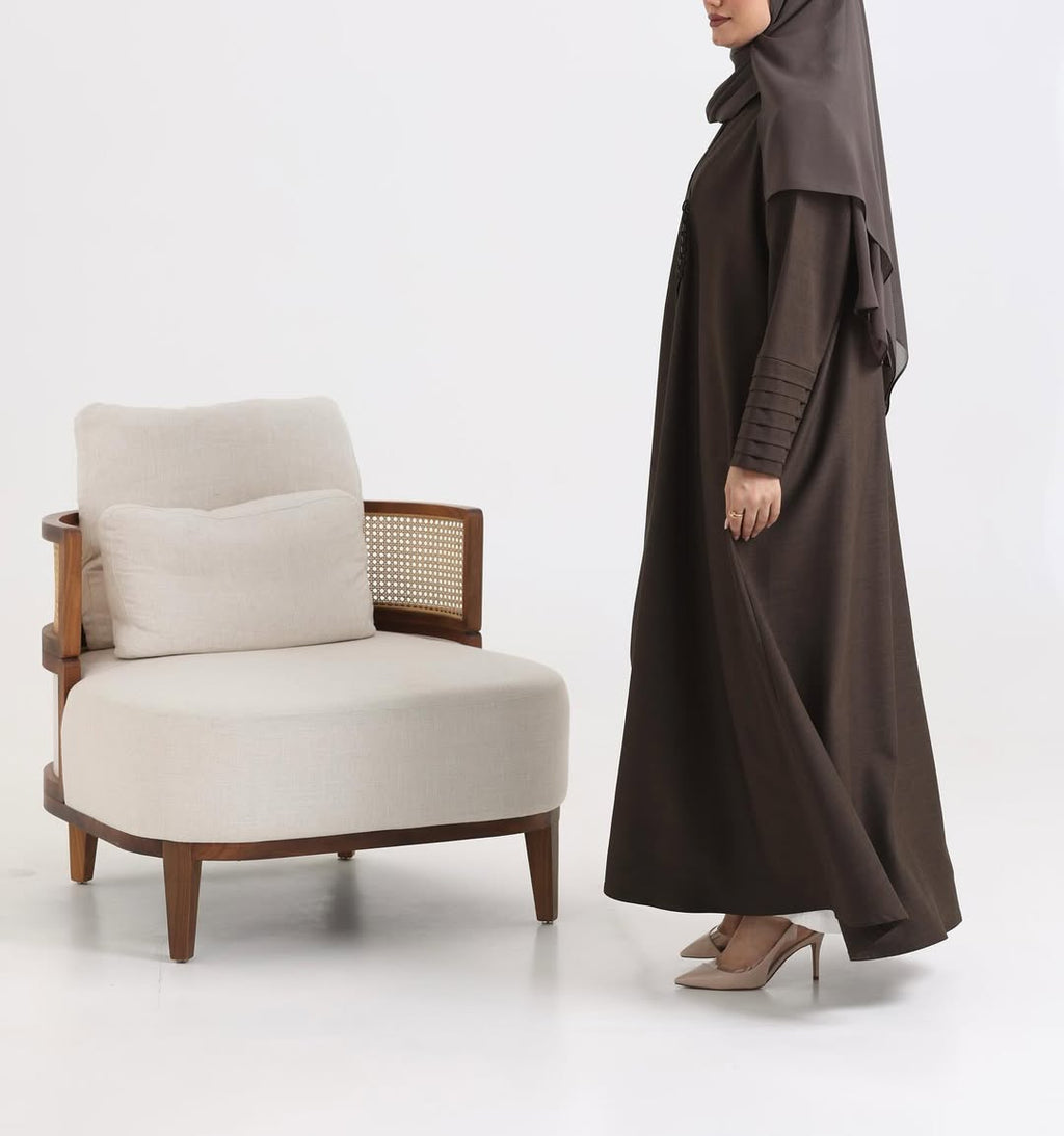 Brown Crepe pattern details Abaya