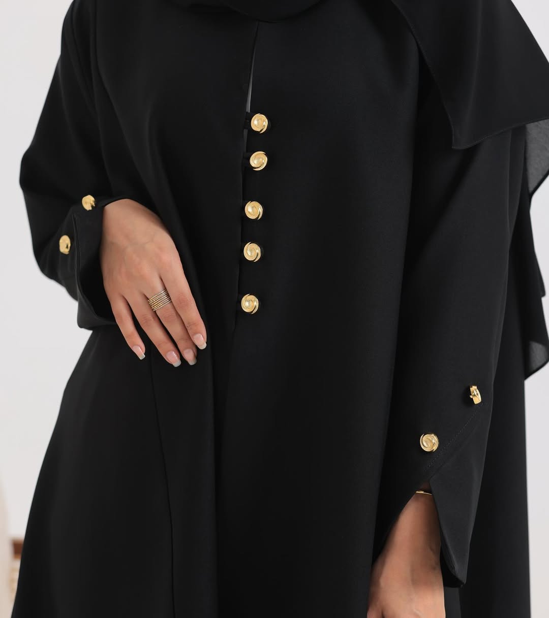 Black Crepe Abaya 010 with Shaila