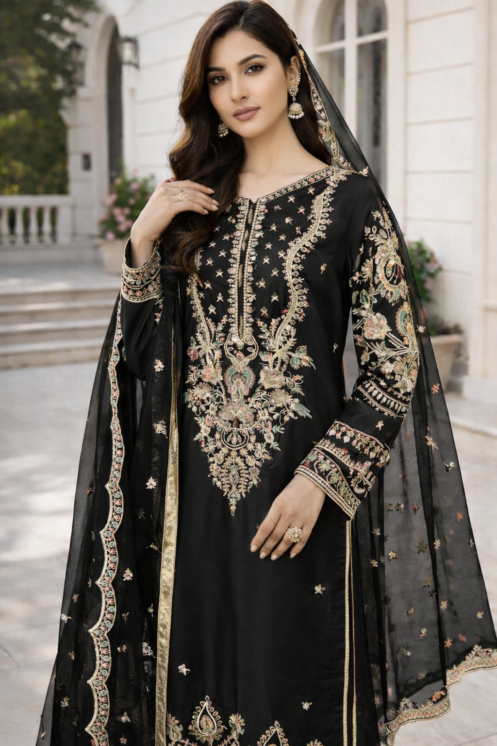 Premium Embroidered 3-Piece Suit – 4 Elegant Colors Available