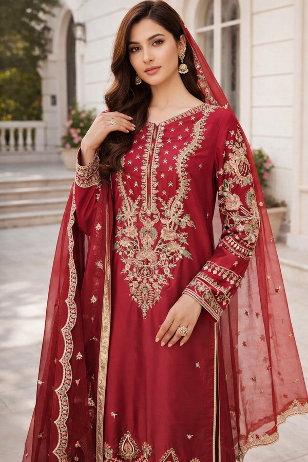 Premium Embroidered 3-Piece Suit – 4 Elegant Colors Available