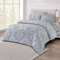 Elegant Silver Gray Paisley Jacquard Duvet Cover Set – Modern Luxury Bedding