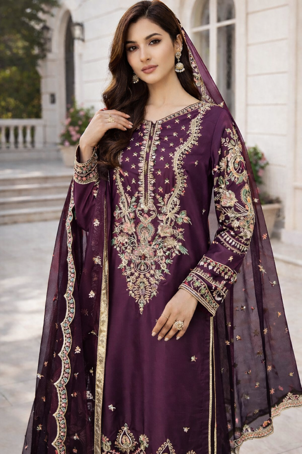 Premium Embroidered 3-Piece Suit – 4 Elegant Colors Available